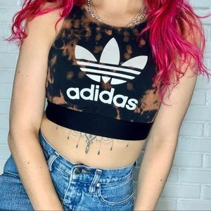 SOLD Adidas Black Bleached Crop Top / Sports Bra